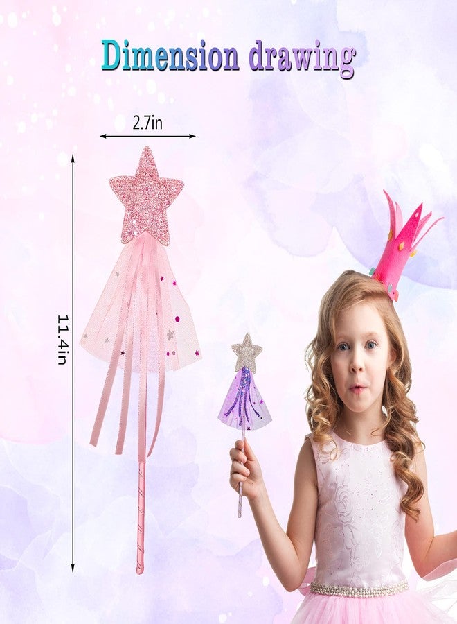 PPXMEEUDC 6 PCS Glitter Princess Wand Kit Fairy Star Magic Dress-up Wand for Girl's Costume Role Play Show Cosplay Birthday Party Favor - Image 4